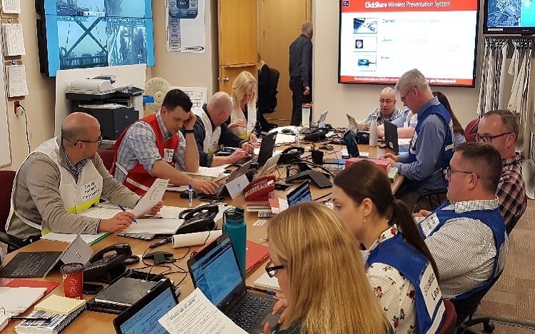 An operational Emergency Operations Centre (EOC) during a response.