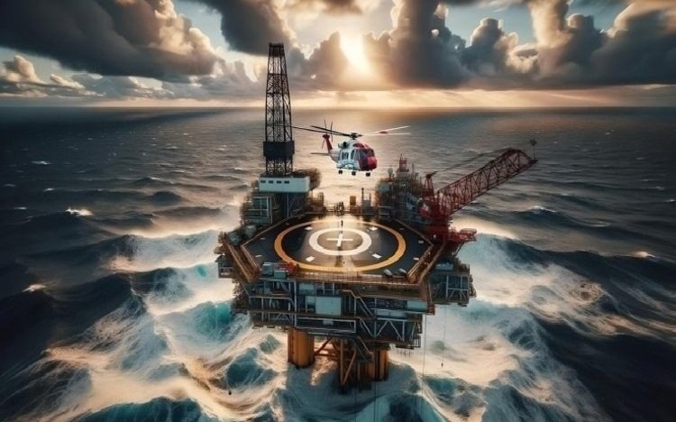 An offshore oil platform.